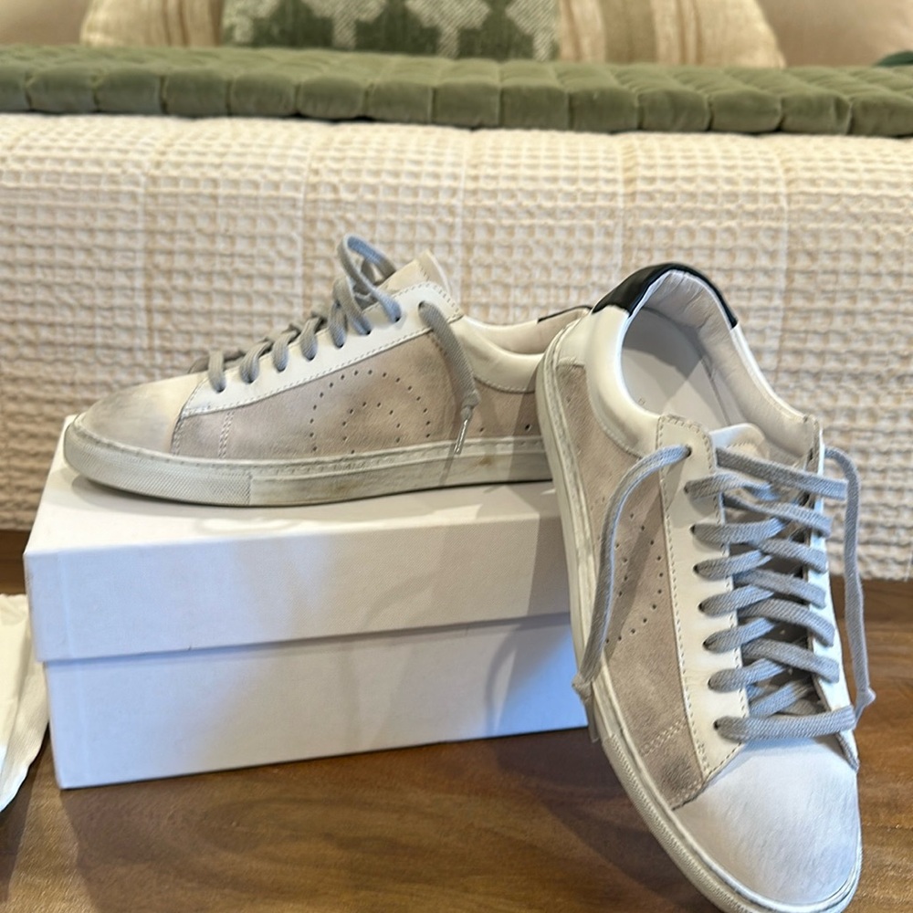 Oliver Cabell Light Gray and White Sneakers